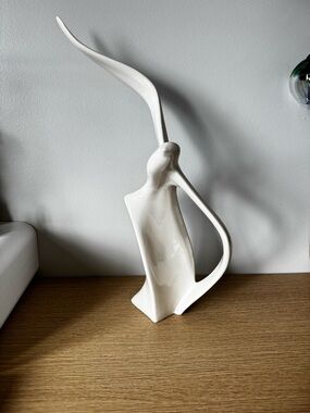 Elegant White Abstract Ceramic Sculpture for Home Art